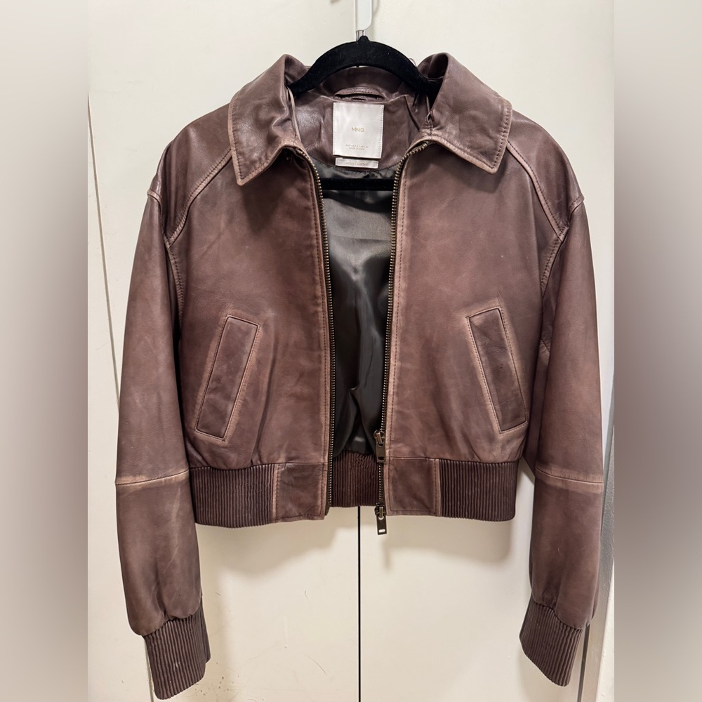 Mango Dark Brown Leather Jacket